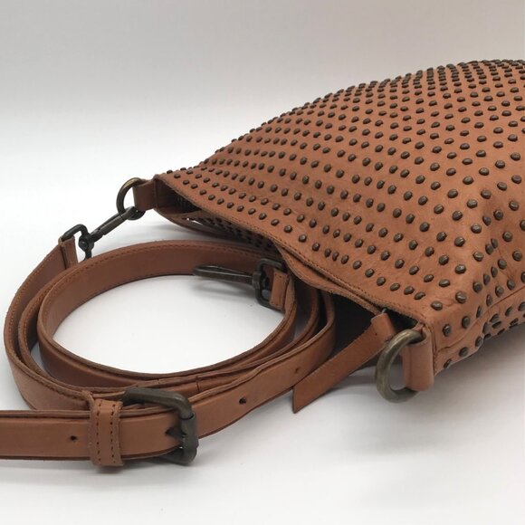 Platania Tan Leather Studded Crossbody Bag - Picture 11 of 11